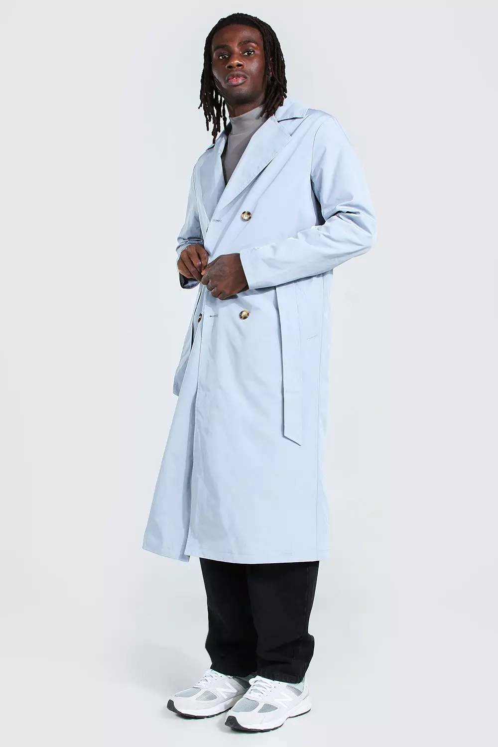 Extra Longline Double Breasted Trench Coat boohooMAN